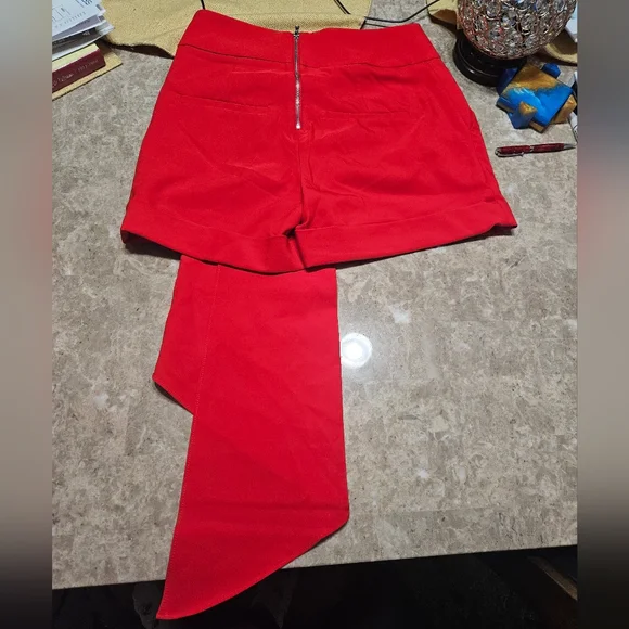 New York & Company Bold Red High Waist Shorts - Picture 2 of 5